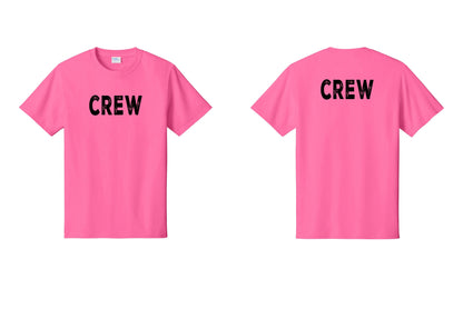 NYC Factory Crew T-Shirt, Rustic Lettering - Front + Back - Neon Pink