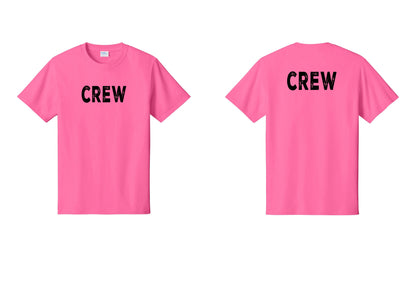 NYC Factory Crew T-Shirt for Event Staff & Production Teams (Rustic) - Front + Back - Neon Pink