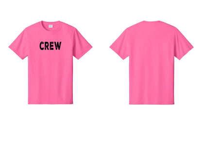 NYC Factory Crew T-Shirt for Event Staff & Production Teams (Rustic) - Front Only - Neon Pink