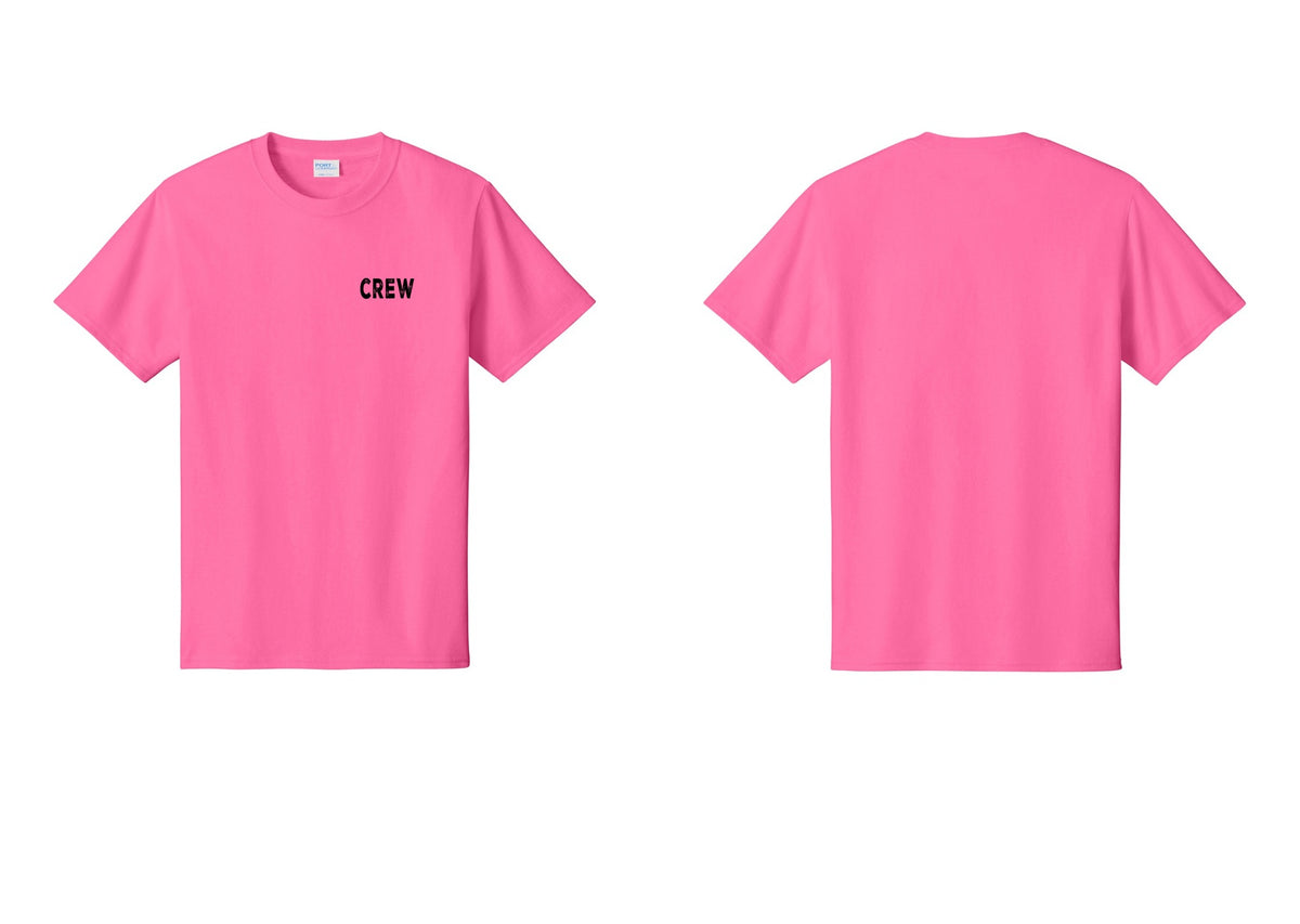 NYC Factory Crew T-Shirt, Rustic Lettering - Chest Only - Neon Pink