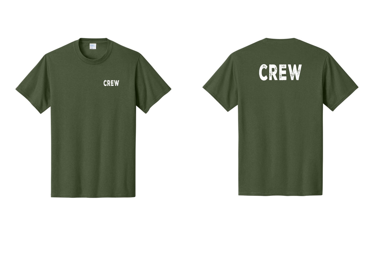 NYC Factory Crew T-Shirt, Rustic Lettering - Chest + Back - Olive