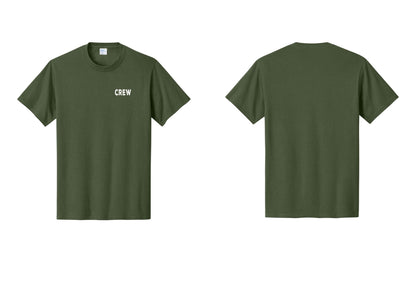 NYC Factory Crew T-Shirt for Event Staff & Production Teams (Rustic) - Chest Only - Olive