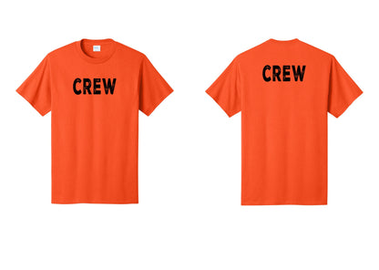 NYC Factory Crew T-Shirt, Rustic Lettering - Front + Back - Orange