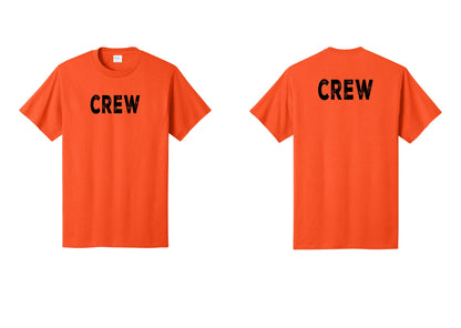 NYC Factory Crew T-Shirt for Event Staff & Production Teams (Rustic) - Front + Back - Orange