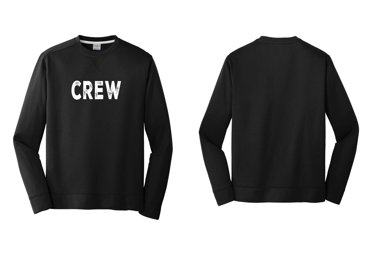 NYC Factory Crew Performance Fleece Crewneck Sweatshirt for Event Staff & Production Teams (Rustic) - Front Only - Black