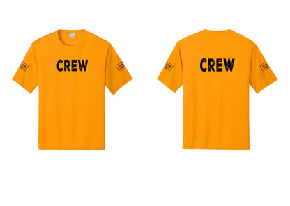 NYC Factory Custom Work Crew Uniform Performance Tee with Your Logo (Rustic) - Front + Back + Your Logo Sleeves - Gold