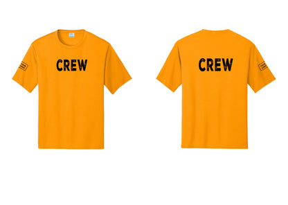 NYC Factory Custom Work Crew Uniform Performance Tee with Your Logo (Rustic) - Front + Back + Your Logo Sleeve - Gold