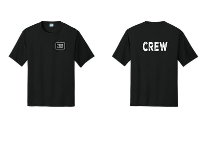 NYC Factory Custom Work Crew Uniform Performance Tee with Your Logo (Rustic) - Your Logo + Back - Black