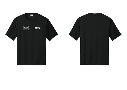 NYC Factory Custom Work Crew Uniform Performance Tee with Your Logo (Rustic) - CREW + Your Logo - Black