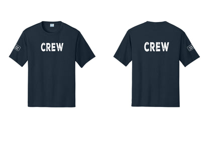 NYC Factory Custom Work Crew Uniform Performance Tee with Your Logo (Rustic) - Front + Back + Your Logo Sleeve - Navy