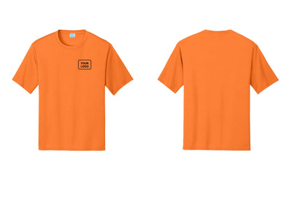 NYC Factory Custom Work Crew Uniform Performance Tee with Your Logo (Rustic) - Your Logo Only - Neon Orange