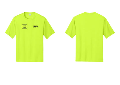 NYC Factory Custom Work Crew Uniform Performance Tee with Your Logo (Rustic) - CREW + Your Logo - Neon Yellow
