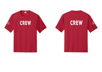 NYC Factory Custom Work Crew Uniform Performance Tee with Your Logo (Rustic) - Front + Back + Your Logo Sleeve - Red