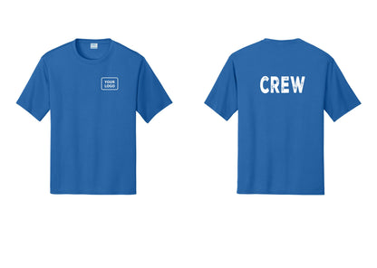 NYC Factory Custom Work Crew Uniform Performance Tee with Your Logo (Rustic) - Your Logo + Back - Royal