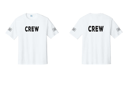 NYC Factory Custom Work Crew Uniform Performance Tee with Your Logo (Rustic) - Front + Back + Your Logo Sleeves - White