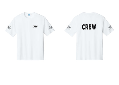 NYC Factory Custom Work Crew Uniform Performance Tee with Your Logo (Rustic) - Chest + Back + Your Logo Sleeves - White