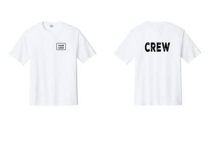 NYC Factory Custom Work Crew Uniform Performance Tee with Your Logo (Rustic) - Your Logo + Back - White