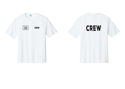 NYC Factory Custom Work Crew Uniform Performance Tee with Your Logo (Rustic) - CREW + Your Logo + Back - White