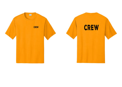 NYC Factory Crew Performance T-Shirt for Event Staff & Production Teams (Rustic) - Chest + Back - Gold