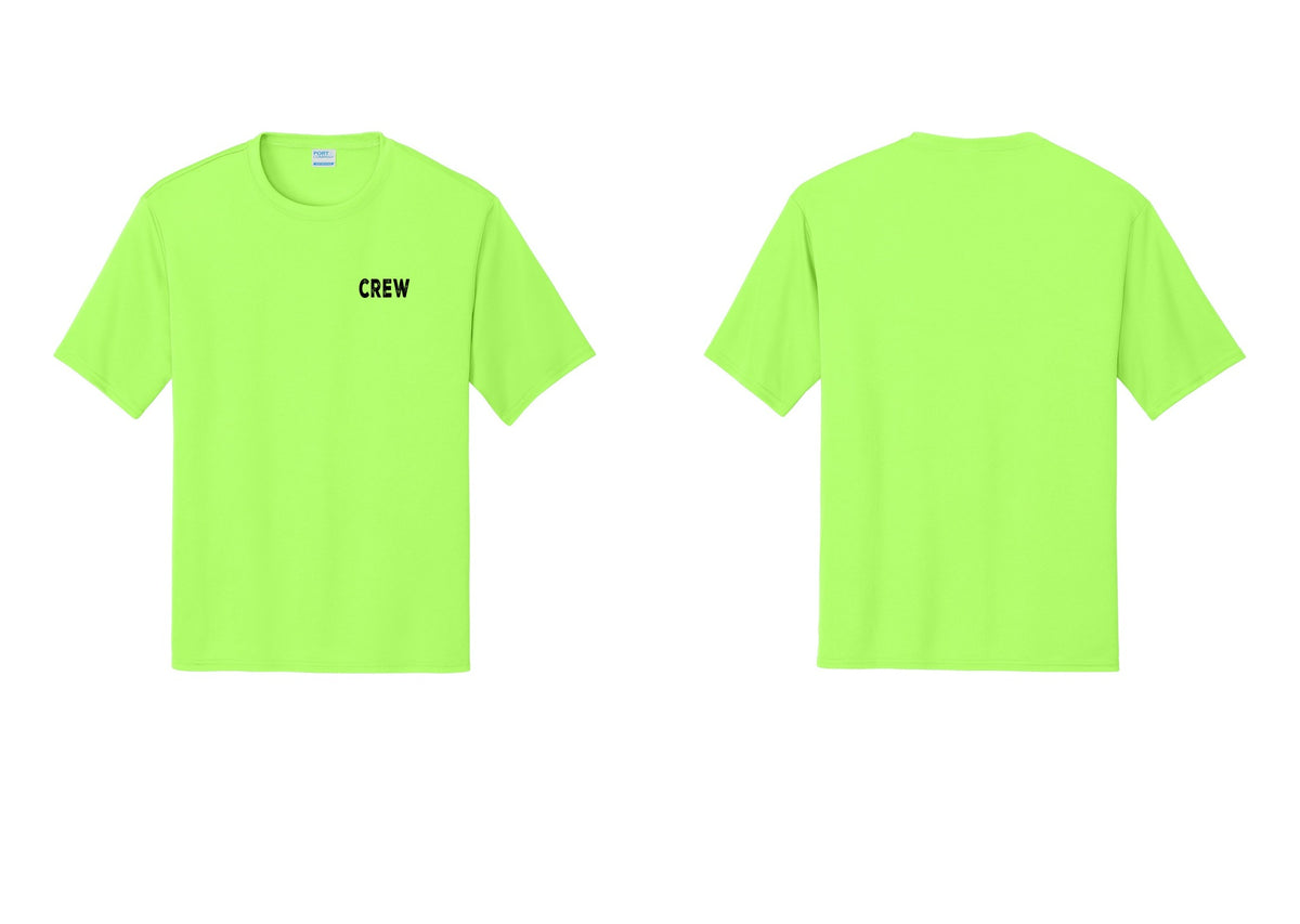 NYC Factory Crew Performance T-Shirt for Event Staff & Production Teams (Rustic) - Chest Only - Neon Green