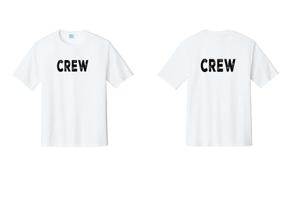 NYC Factory Crew Performance T-Shirt for Event Staff & Production Teams (Rustic) - Front + Back - White