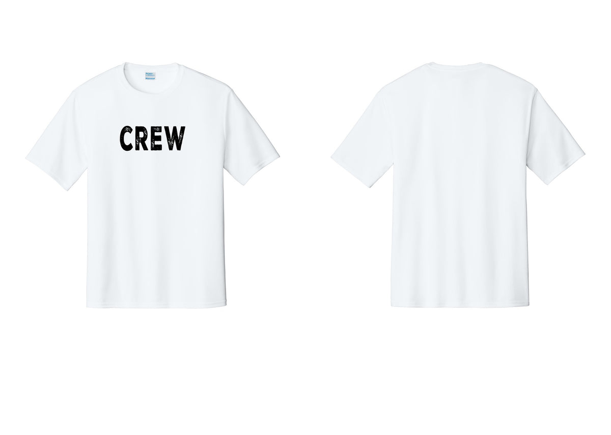 NYC Factory Crew Performance T-Shirt for Event Staff & Production Teams (Rustic) - Front Only - White