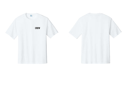 NYC Factory Crew Performance T-Shirt for Event Staff & Production Teams (Rustic) - Chest Only - White