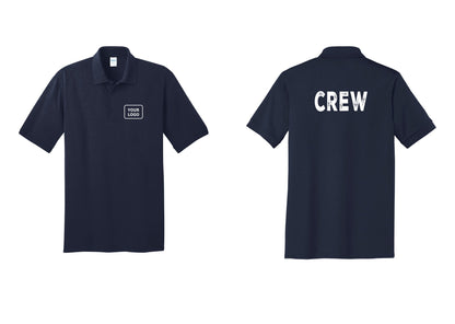 NYC Factory Custom Work Crew Uniform Polo Shirt with Your Logo (Rustic) - Your Logo + Back - Navy
