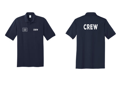 NYC Factory Custom Work Crew Uniform Polo Shirt with Your Logo (Rustic) - CREW + Your Logo + Back - Navy