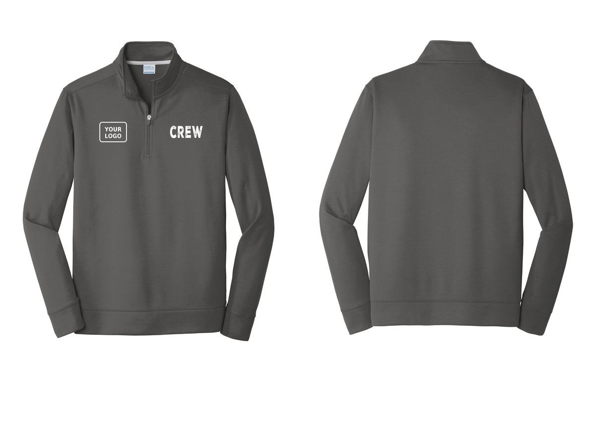 NYC Factory Custom Work Crew Uniform Performance Fleece 1/4-Zip Pullover Sweatshirt with Your Logo (Rustic) - CREW + Your Logo - Charcoal