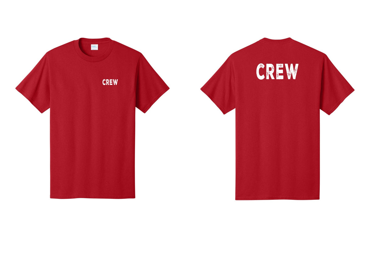 NYC Factory Crew T-Shirt, Rustic Lettering - Chest + Back - Red