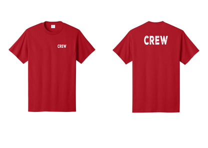 NYC Factory Crew T-Shirt, Rustic Lettering - Chest + Back - Red