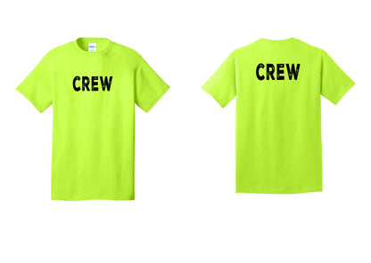 NYC Factory Crew T-Shirt for Event Staff & Production Teams (Rustic) - Front + Back - Safety Green