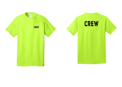 NYC Factory Crew T-Shirt, Rustic Lettering - Chest + Back - Safety Green