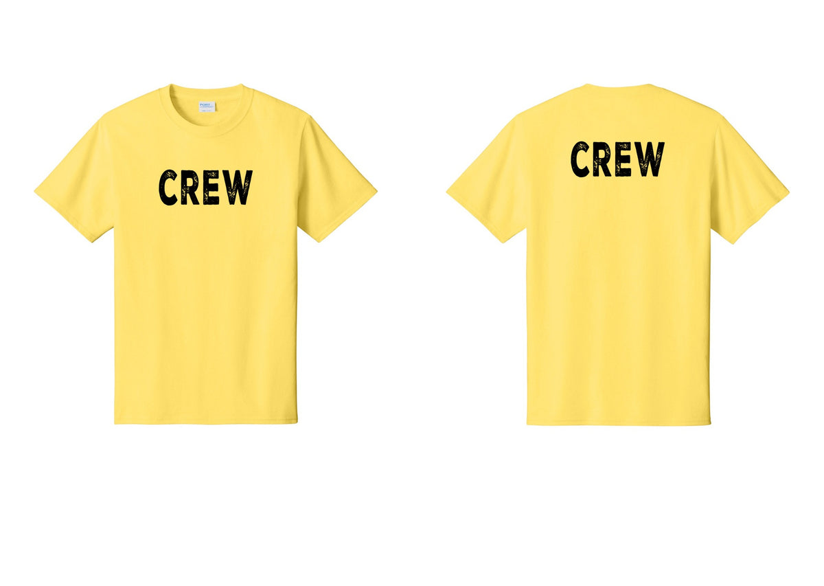 NYC Factory Crew T-Shirt, Rustic Lettering - Front + Back - Yellow