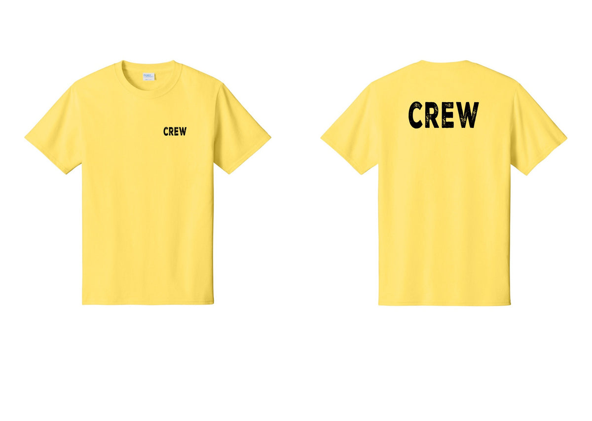 NYC Factory Crew T-Shirt for Event Staff & Production Teams (Rustic) - Chest + Back - Yellow