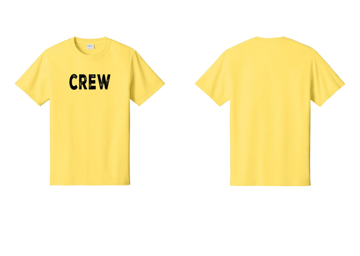 NYC Factory Crew T-Shirt, Rustic Lettering - Front Only - Yellow