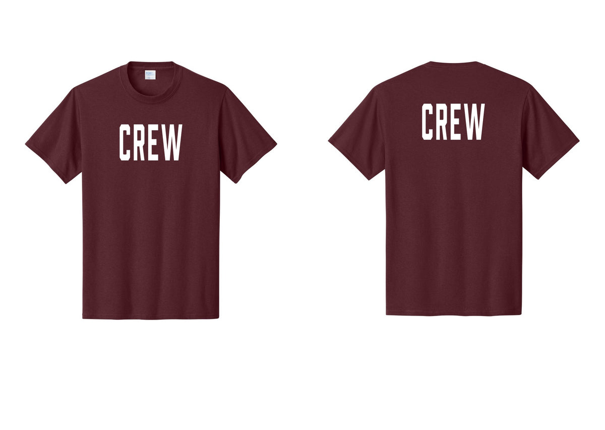 NYC Factory Crew T-Shirt, Condensed Lettering - Front + Back - Athletic Maroon