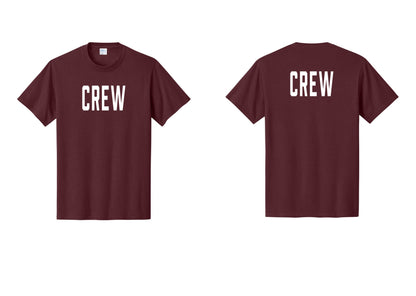 NYC Factory Crew T-Shirt, Condensed Lettering - Front + Back - Athletic Maroon