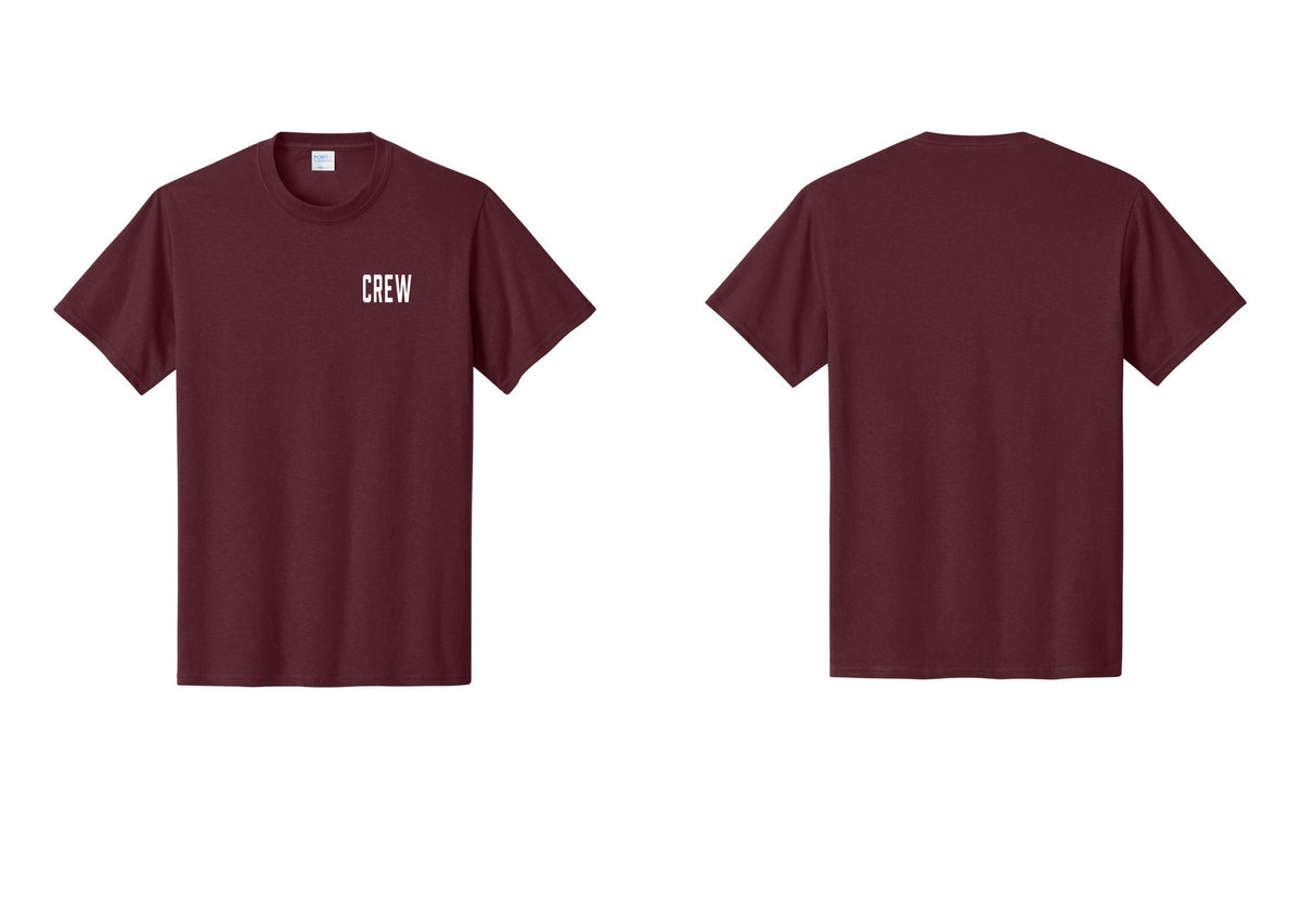NYC Factory Crew T-Shirt, Condensed Lettering - Chest Only - Athletic Maroon