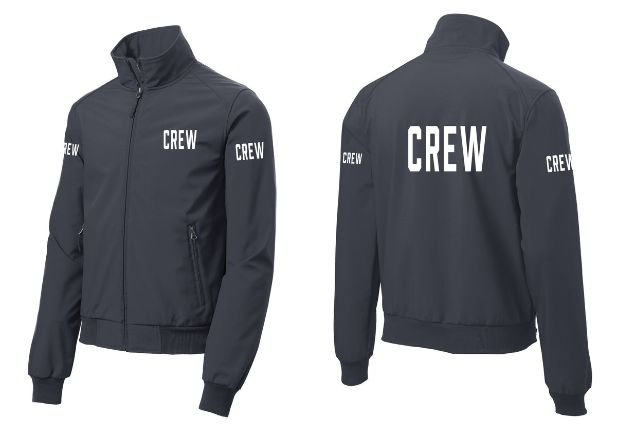 NYC Factory Crew Soft Shell Bomber Jacket for Event Staff & Production Teams (Classic) - Chest + Back + Crew Sleeves - Battleship Grey