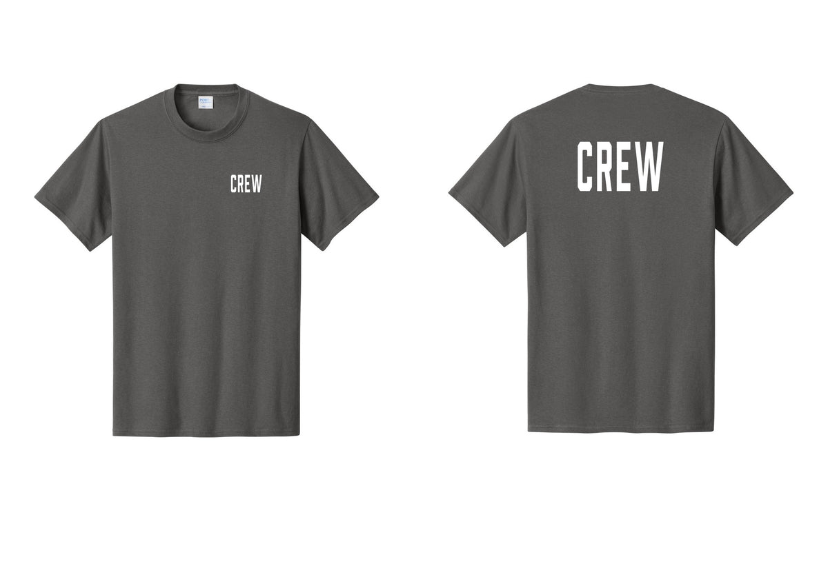 NYC Factory Crew T-Shirt, Condensed Lettering - Chest + Back - Charcoal