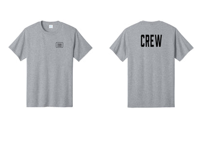 NYC Factory Custom Logo Crew T-Shirt, Condensed Lettering - Your Logo + Back - Athletic Heather