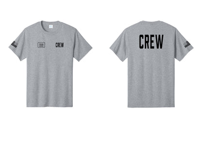 NYC Factory Custom Work Crew Uniform Tee with Your Logo (Classic) - CREW + Your Logo + Back + US Flag Sleeve - Athletic Heather