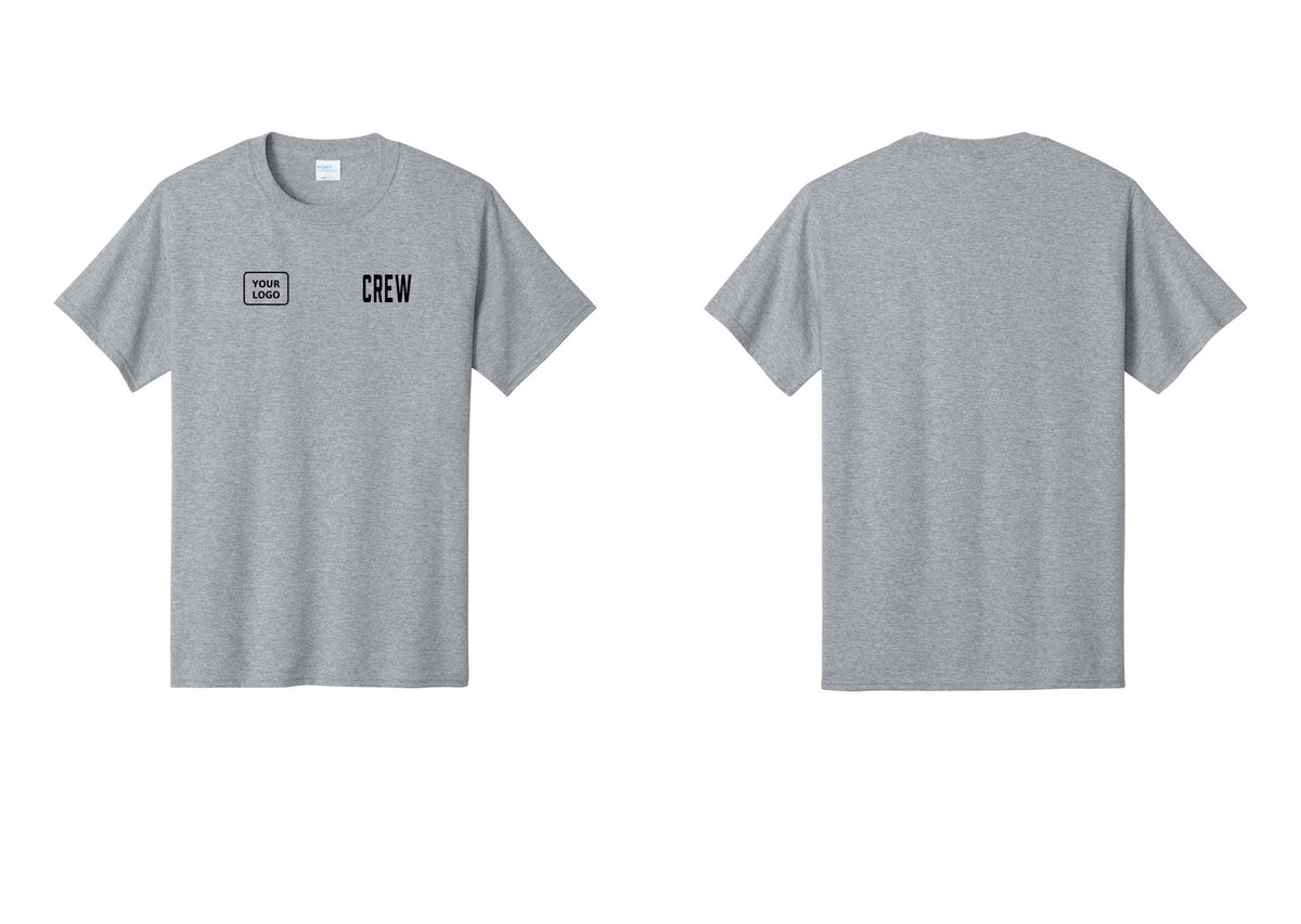 NYC Factory Custom Logo Crew T-Shirt, Condensed Lettering - CREW + Your Logo - Athletic Heather