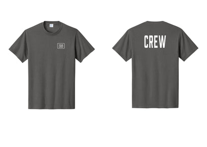 NYC Factory Custom Logo Crew T-Shirt, Condensed Lettering - Your Logo + Back - Charcoal