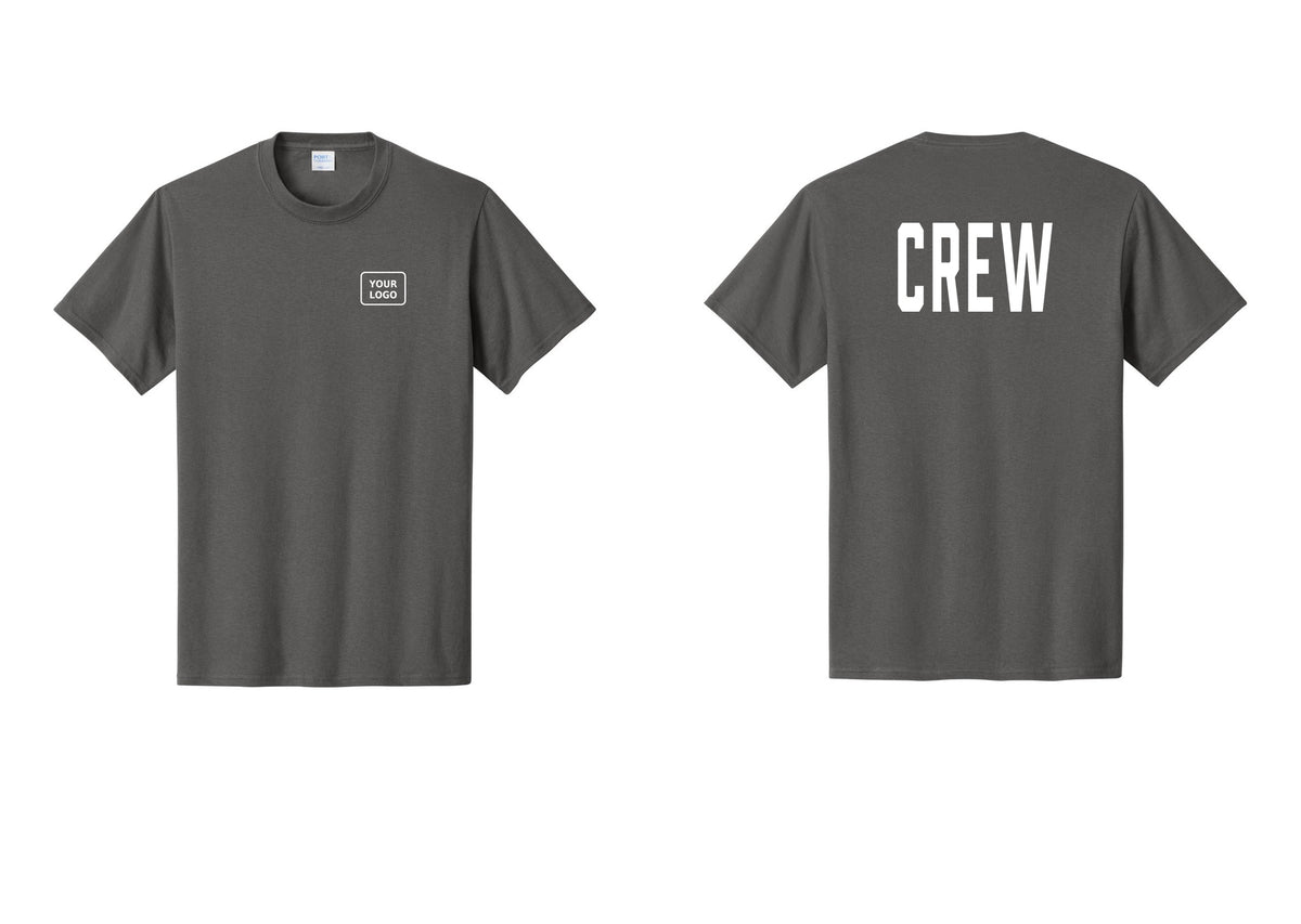 NYC Factory Custom Work Crew Uniform Tee with Your Logo (Classic) - Your Logo + Back - Charcoal