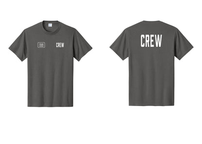 NYC Factory Custom Logo Crew T-Shirt, Condensed Lettering - CREW + Your Logo + Back - Charcoal