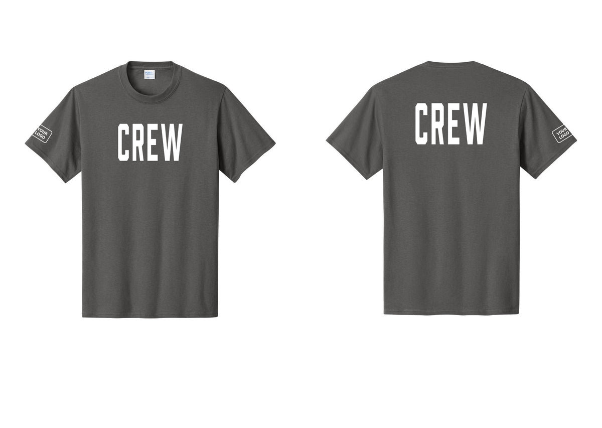 NYC Factory Custom Work Crew Uniform Tee with Your Logo (Classic) - Front + Back + Your Logo Sleeve - Charcoal