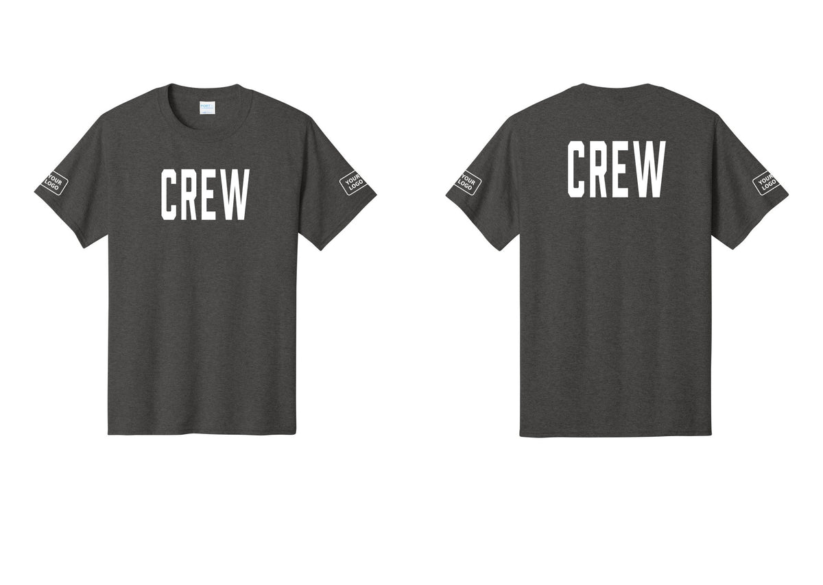 NYC Factory Custom Work Crew Uniform Tee with Your Logo (Classic) - Front + Back + Your Logo Sleeves - Dark Heather Grey